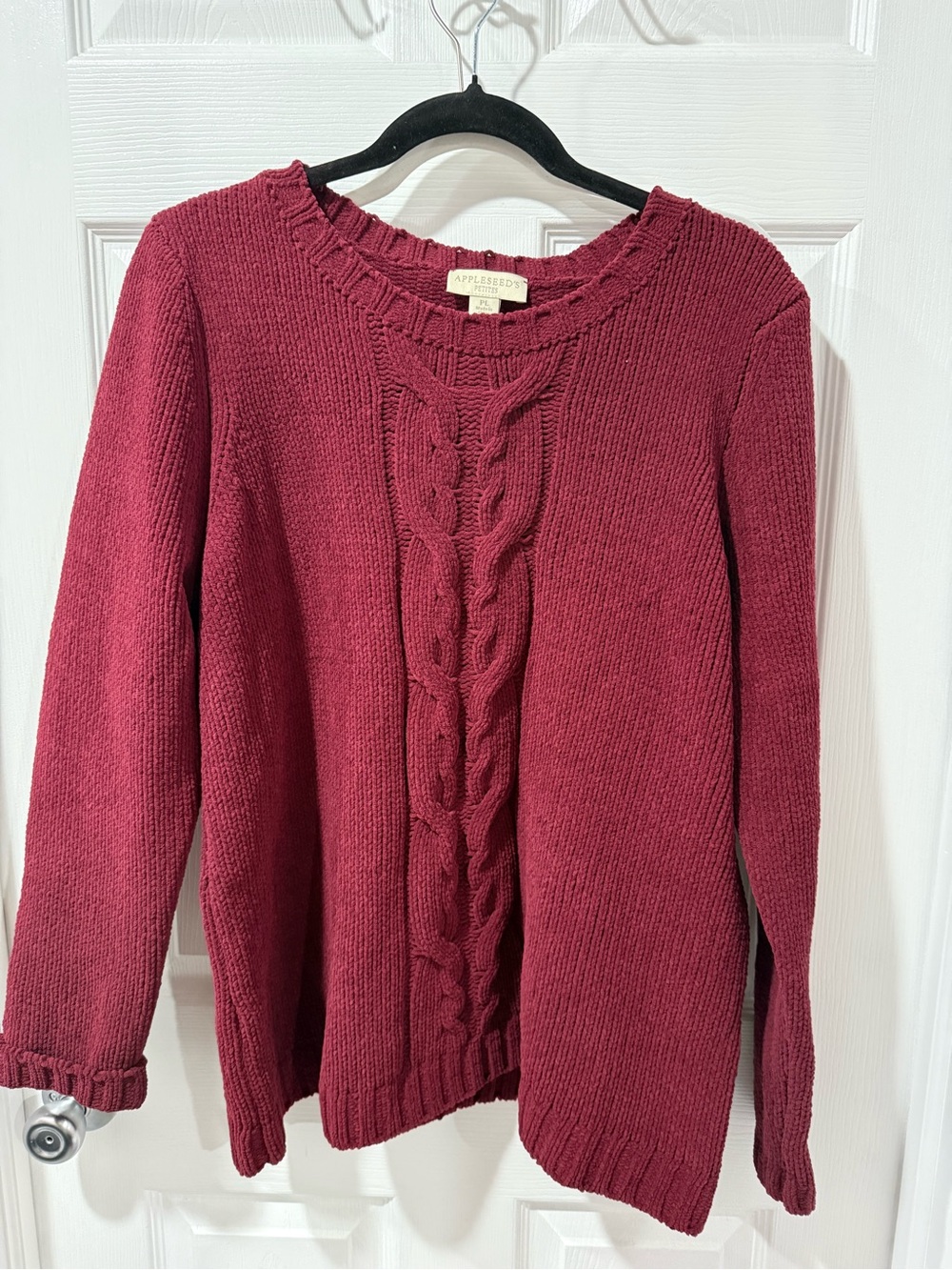 Appleseed's Cable-Front Crewneck Sweater - Wine
